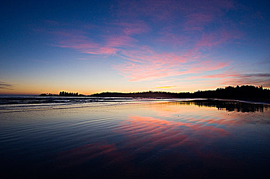 黎明,湿,沙子,环太平洋国家公园,长滩,温哥华岛,不列颠哥伦比亚省,加拿大