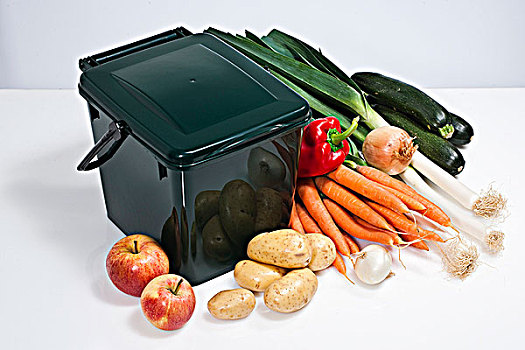 堆肥,容器,蔬菜