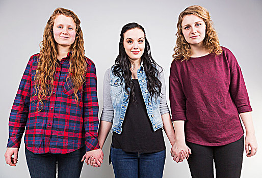 三个女人,年轻,握手,承诺,团队,艾伯塔省,加拿大