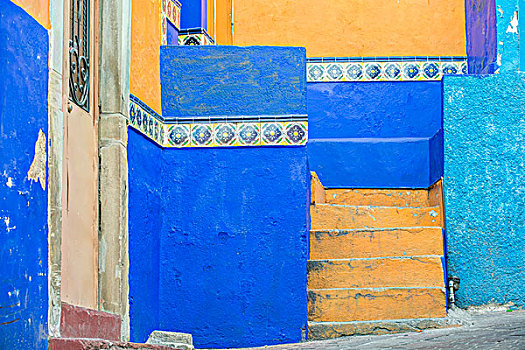 墨西哥,瓜纳华托,彩色,台阶,大幅,尺寸