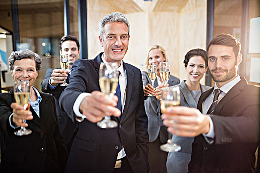 成功,企业团队,祝酒,香槟,办公室