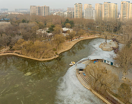 河北省石家庄市,裕西公园航拍画面