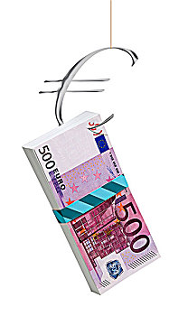 500欧元,钞票,钩状,欧元标志