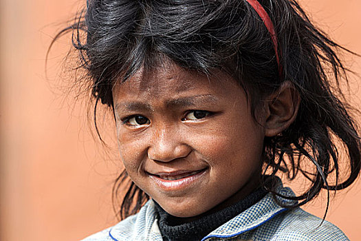 尼泊尔人,女孩,头像,靠近,尼泊尔,亚洲