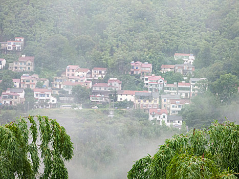 晨雾中的桐庐山村