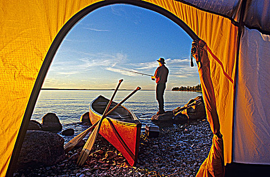 20岁,男性,钓鱼,小,石灰石,湖,北方,曼尼托巴,加拿大
