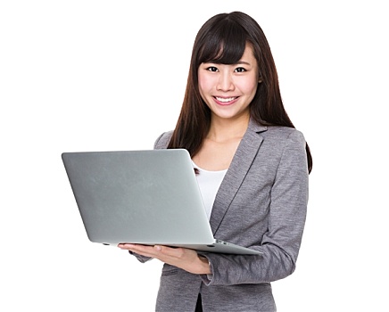 亚洲人,年轻,职业女性,使用,笔记本电脑