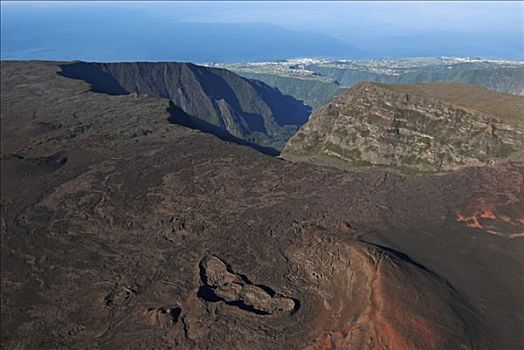 航拍,火山,留尼汪岛,法国,非洲