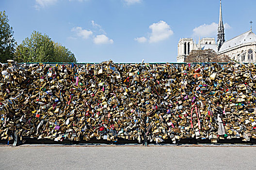 大量,爱情,锁,正面,巴黎,法国