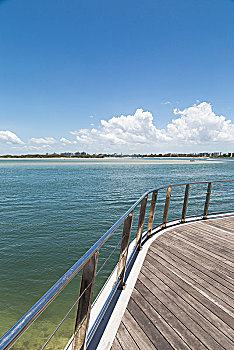 木船,甲板,栏杆,风景,海岸线,昆士兰,澳大利亚