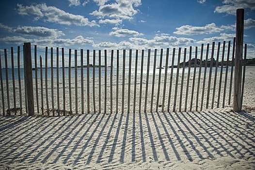 栅栏,海滩,罗德岛,美国