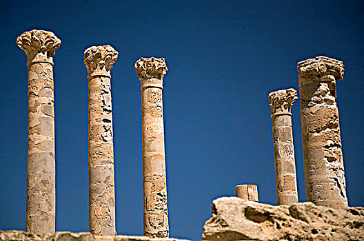 萨布拉塔,利比亚,柱子,残留,古老,罗马,城市,卧,地中海