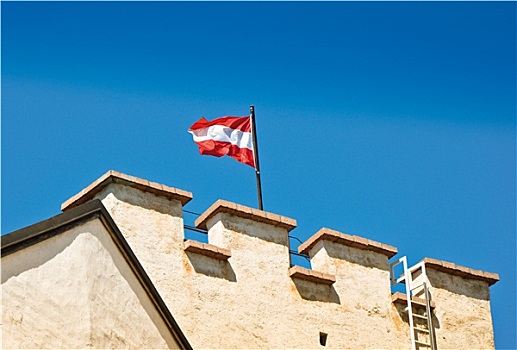 奥地利,旗帜,萨尔茨堡,城堡