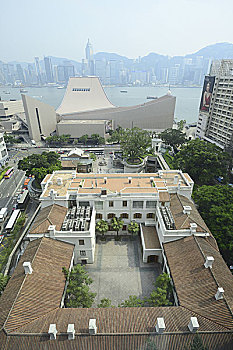 俯视旧水警总部和文化中心,香港九龙尖沙咀