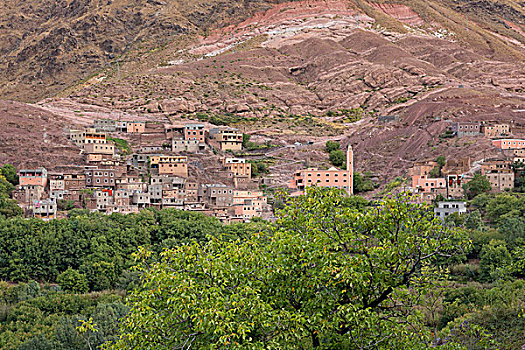 风景,山村,阿特拉斯山脉,摩洛哥