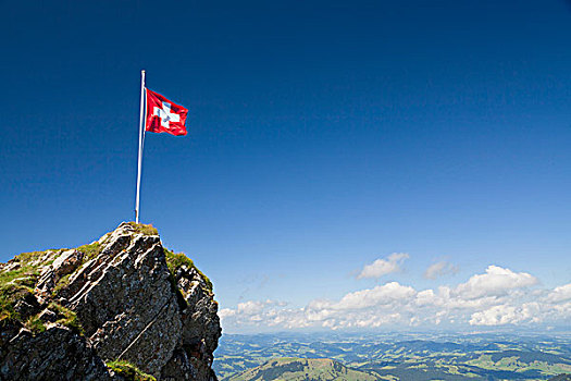 瑞士,旗帜,山,山脉,阿彭策尔,阿尔卑斯山,欧洲