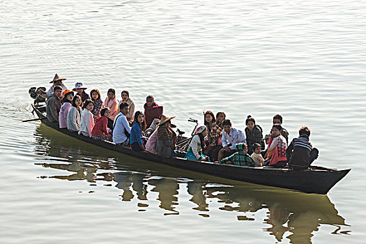 人,船,河,分开,若开邦,缅甸,亚洲