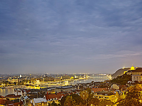 天际线,布达佩斯,黄昏,议会,多瑙河,匈牙利