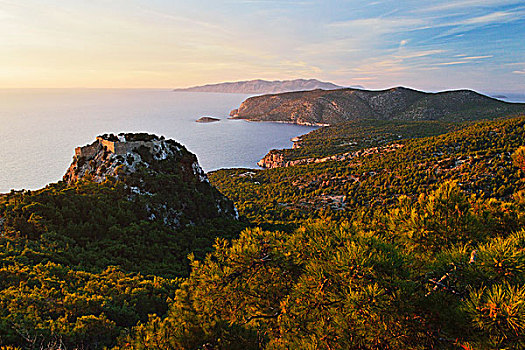 城堡,愛琴海,羅得斯,多德卡尼斯群島,希臘,歐洲