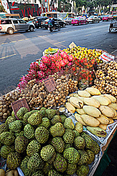 泰国,曼谷,路边,水果摊