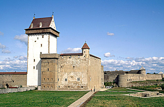 赫尔曼,要塞,城堡,河,正面,俄罗斯,边界,爱沙尼亚,波罗的海国家,北欧