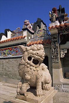 中国,香港,长洲,岛屿,狮子,雕塑,庙宇