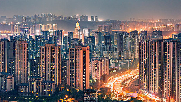 重庆鲁能星城城市夜景