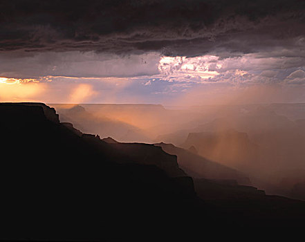 暴风雨,上方,大峡谷,日落,影像轮廓,脊,峡谷,大峡谷国家公园,亚利桑那,大幅,尺寸