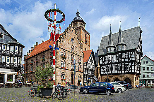 建筑,教堂,市政厅,市场,历史,中心,黑森州,德国,欧洲