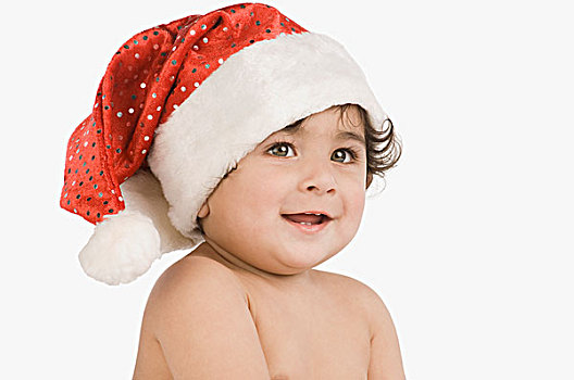 特写,男婴,穿,圣诞帽