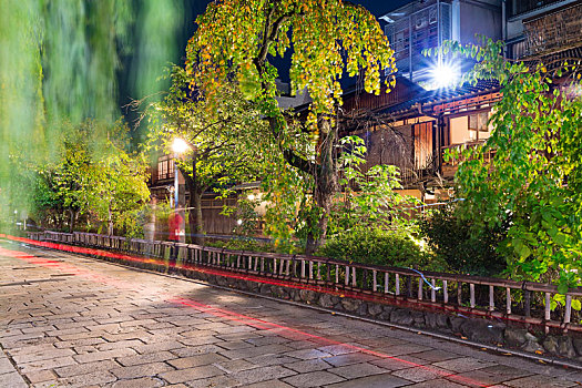 街道,袛园,京都,夜晚