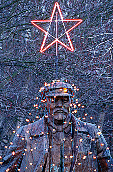 圣诞灯光,雕塑,列宁,弗里蒙特,附近,西雅图