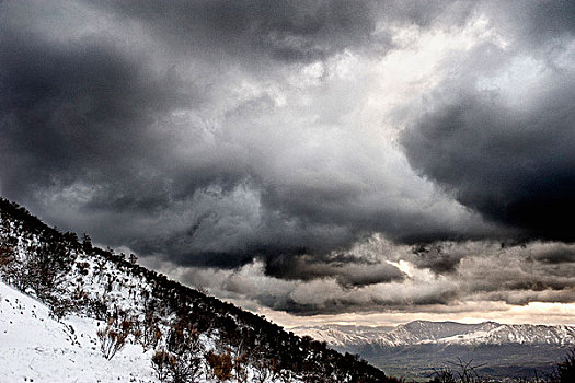 积雪,山,生动,天空,坎帕尼亚区,意大利