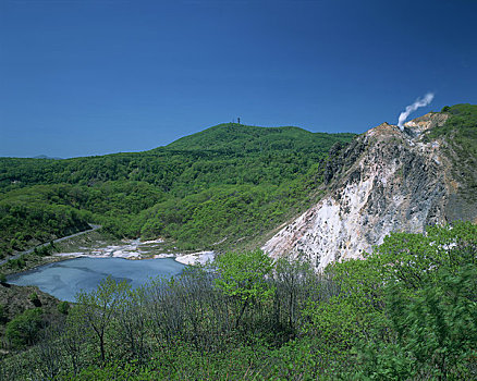 湖,绿色,山