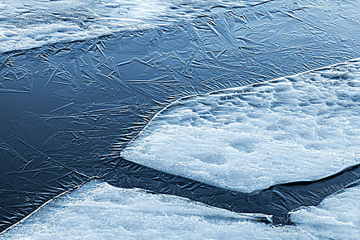 冰,碎片,层次,冰冻,河,水,深蓝,自然背景
