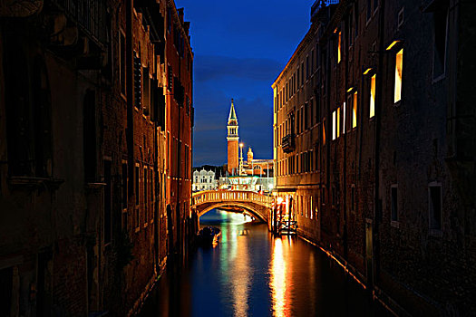 威尼斯,运河,夜拍,圣乔治奥,马焦雷湖,古建筑,意大利