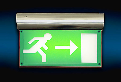 紧急出口,标识,发光,绿色