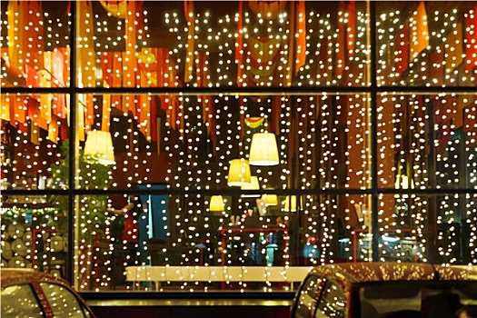 圣诞节,光亮,餐馆,窗户