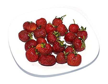 新鲜,红色,草莓,白色,盘子