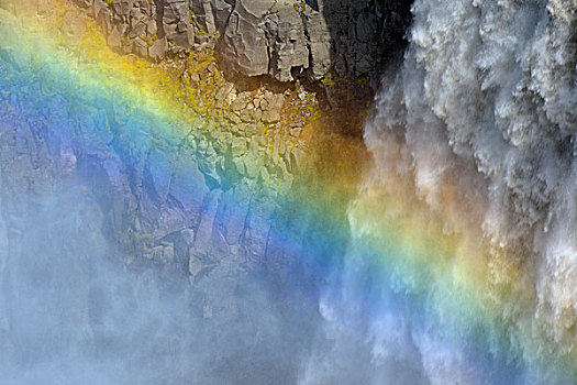 瀑布,彩虹,特写,冰岛,欧洲