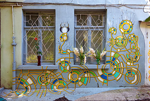 涂绘,房子,敖德萨,乌克兰,欧洲