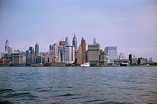 天际线,金融区,电池,曼哈顿,纽约,美国,八月,城市,历史