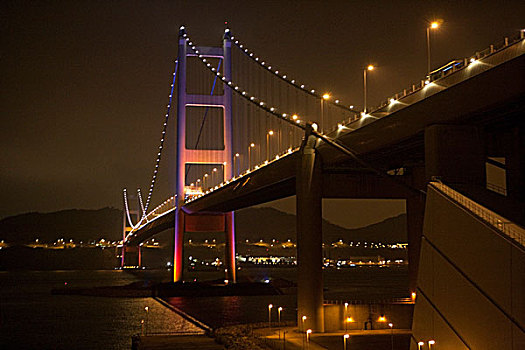 桥,夜晚,香港