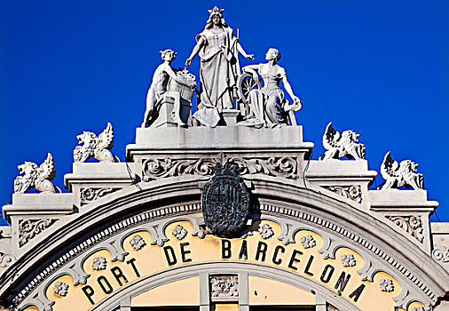 港口,权威,建筑,雕塑,巴塞罗那,西班牙