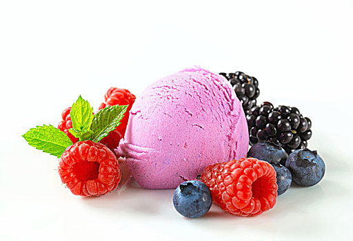 水果冰淇淋,新鲜,混合,浆果