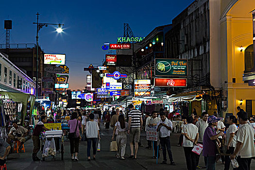 道路,夜晚,曼谷,泰国,亚洲