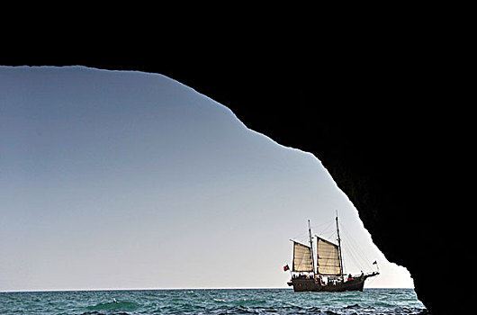 船,游客,峻岸,阿尔加维,阿尔加维海岸,葡萄牙,南,欧洲