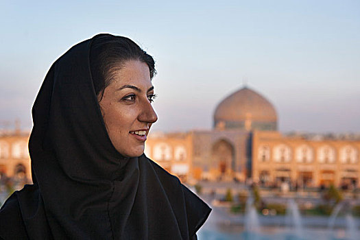 清真寺,喷泉,风景,宫殿,伊斯法罕,伊朗