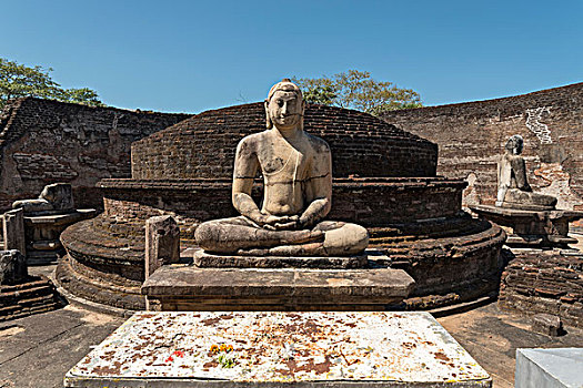 佛像,圆形,古物,房子,神圣,方院,波隆纳鲁沃古城,斯里兰卡,亚洲