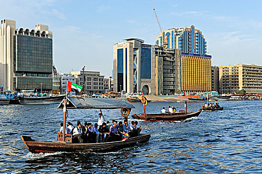 水上出租车,独桅三角帆船,迪拜,溪流,德伊勒,阿联酋,中东